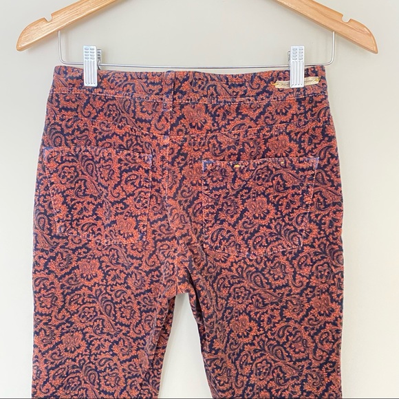 PILCRO AND THE LETTERPRESS Navy Orange Serif Corduroy Pants Paisley - Picture 11 of 13